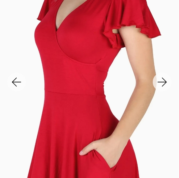 RED WRAP LONGLINE DRESS - LIMITED - Picture 2 of 3